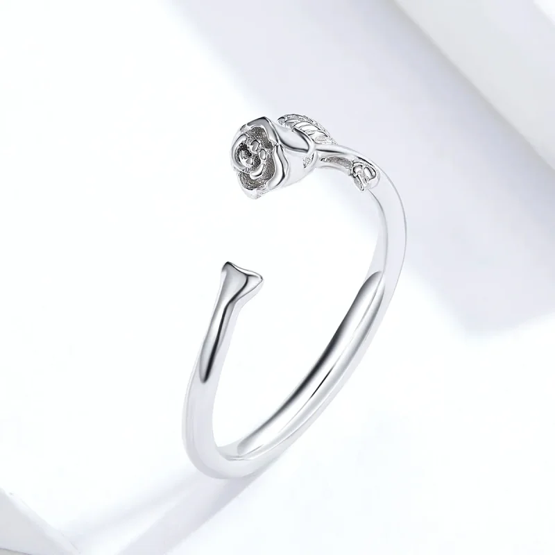 (bilde for) Pandora Style Silver Rose Flower Open Ring - BSR065 - Vis 4