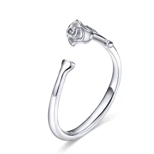 (bilde for) Pandora Style Silver Rose Flower Open Ring - BSR065
