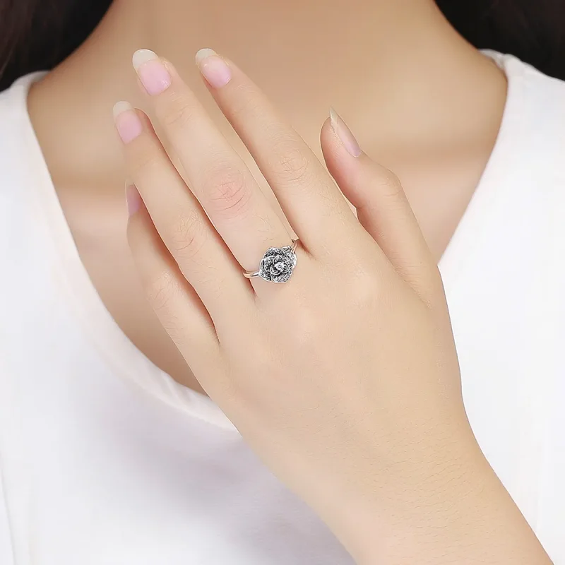 (bilde for) Pandora Style Silver Rose Love Ring - SCR382 - Vis 5