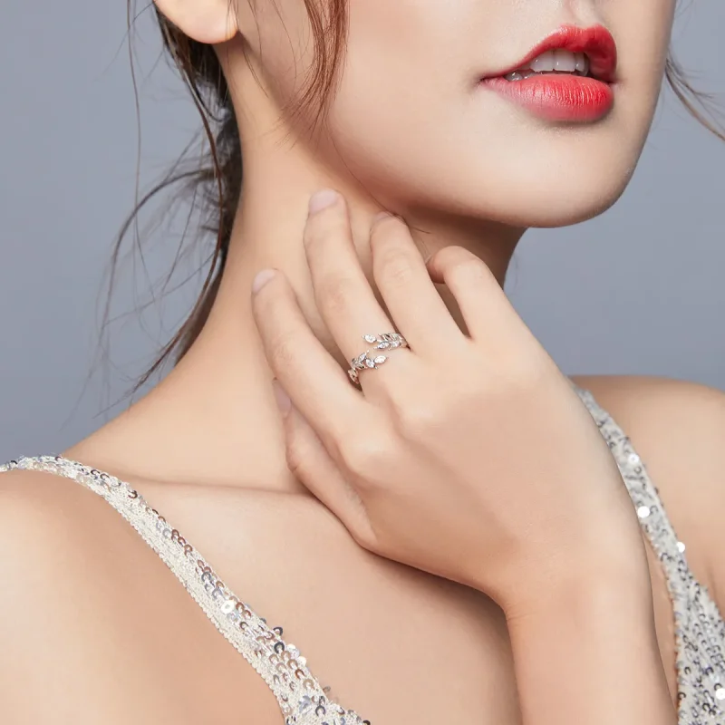 (bilde for) Pandora Style Silver Shining Wheat Spike Open Ring - BSR135 - Vis 6