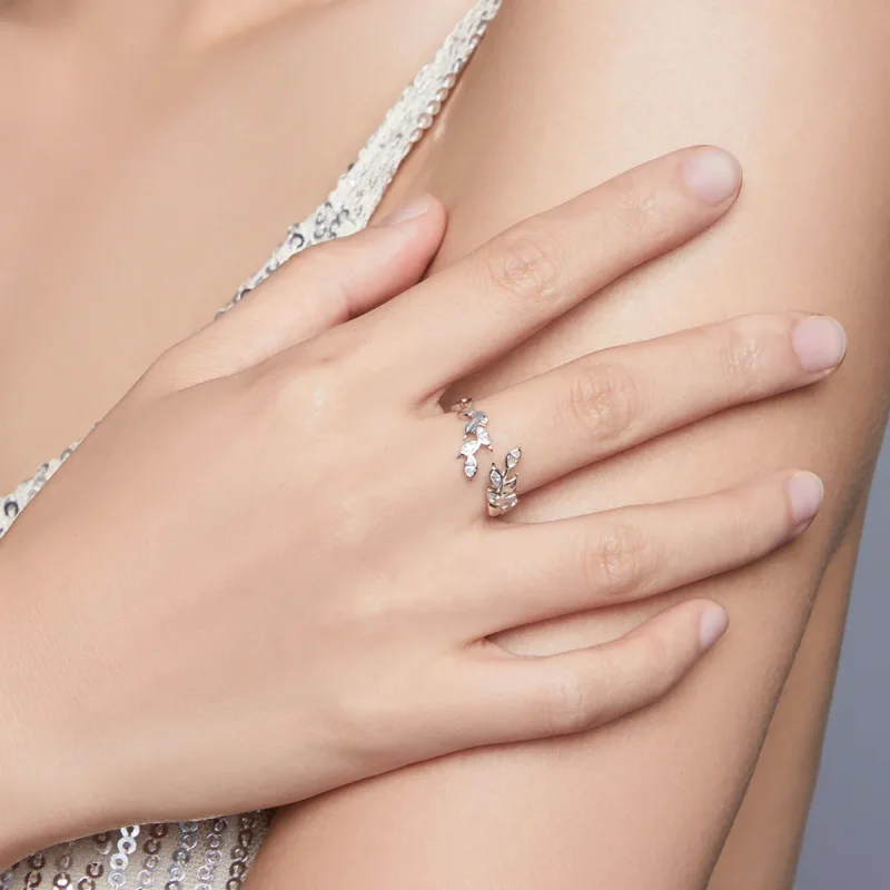 (bilde for) Pandora Style Silver Shining Wheat Spike Open Ring - BSR135 - Vis 7