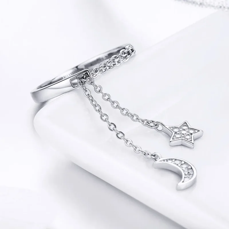 (bilde for) Pandora Style Silver Star & Moon Ring - SCR407 - Vis 4