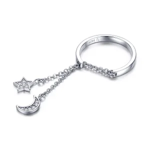 (bilde for) Pandora Style Silver Star & Moon Ring - SCR407