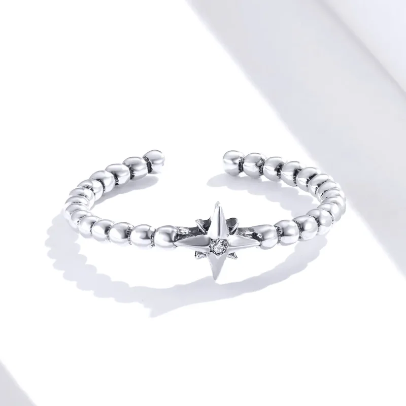 (bilde for) Pandora Style Silver Star Open Ring - SCR647 - Vis 2