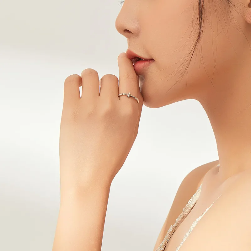 (bilde for) Pandora Style Silver Star Open Ring - SCR647 - Vis 5