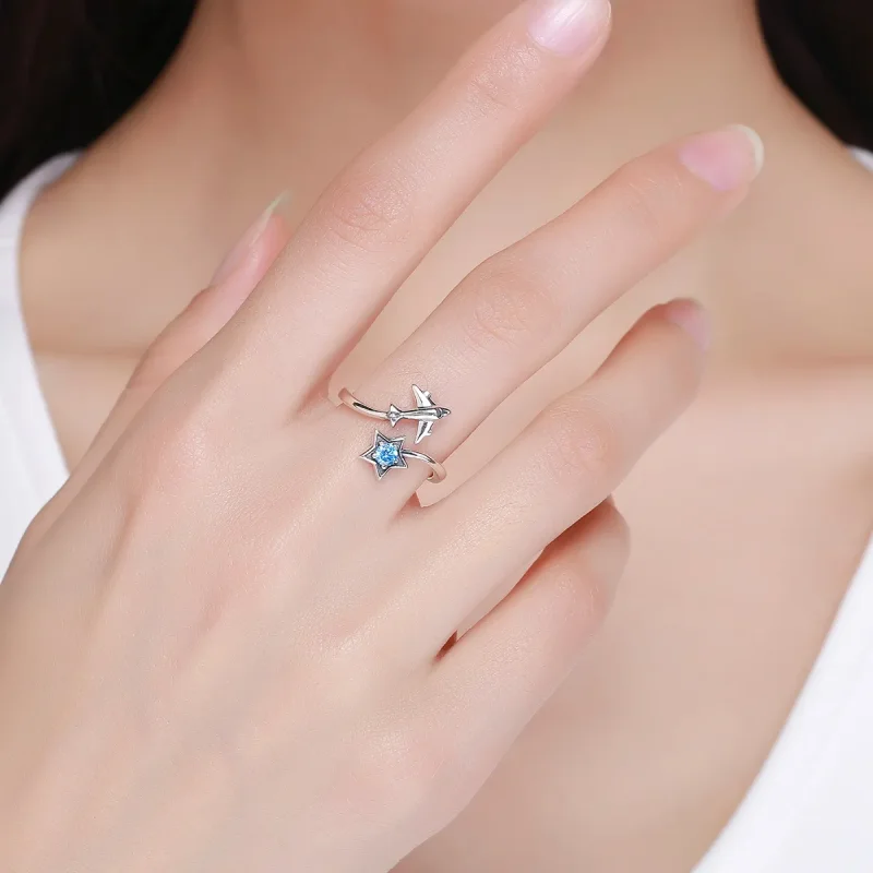 (bilde for) Pandora Style Silver Star Tours Ring - SCR322 - Vis 3