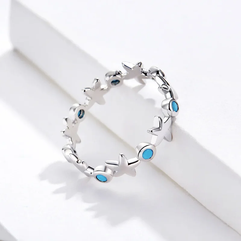 (bilde for) Pandora Style Silver Starfish Ring - SCR527 - Vis 3
