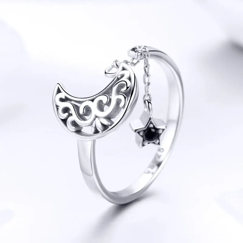 (bilde for) Pandora Style Silver Starlight Moon Ring - SCR479 - Vis 2