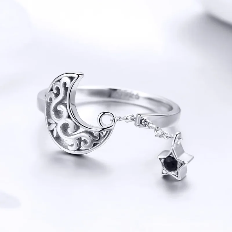 (bilde for) Pandora Style Silver Starlight Moon Ring - SCR479 - Vis 3