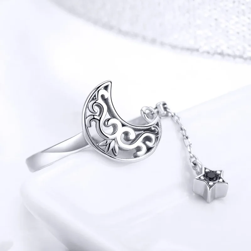 (bilde for) Pandora Style Silver Starlight Moon Ring - SCR479 - Vis 4