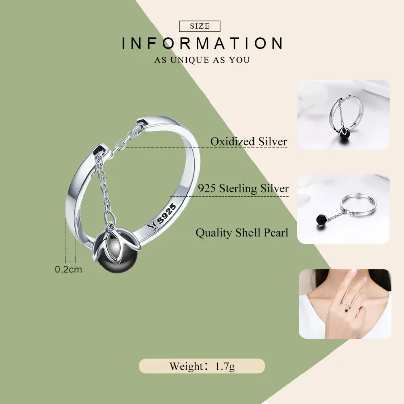 (bilde for) Pandora Style Silver Tears of Flowers Justerbar Ring - SCR314 - Vis 4