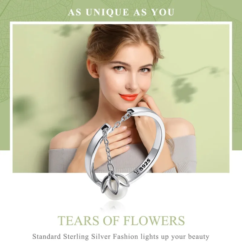 (bilde for) Pandora Style Silver Tears of Flowers Ring - SCR165 - Vis 2