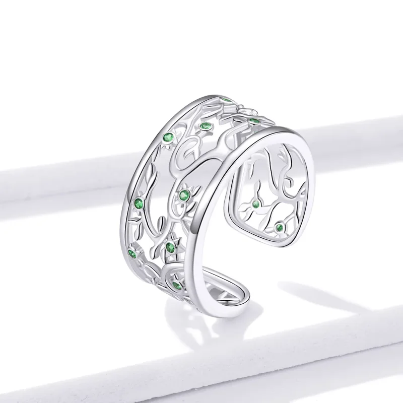 (bilde for) Pandora Style Silver Tree of Life åpen ring - BSR125 - Vis 2