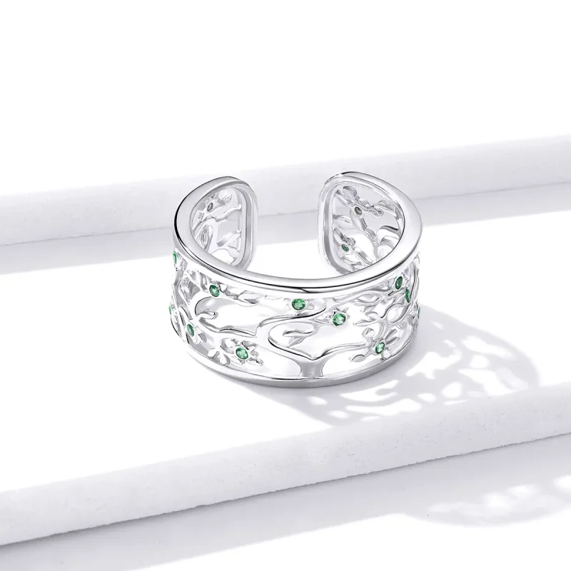 (bilde for) Pandora Style Silver Tree of Life åpen ring - BSR125 - Vis 4