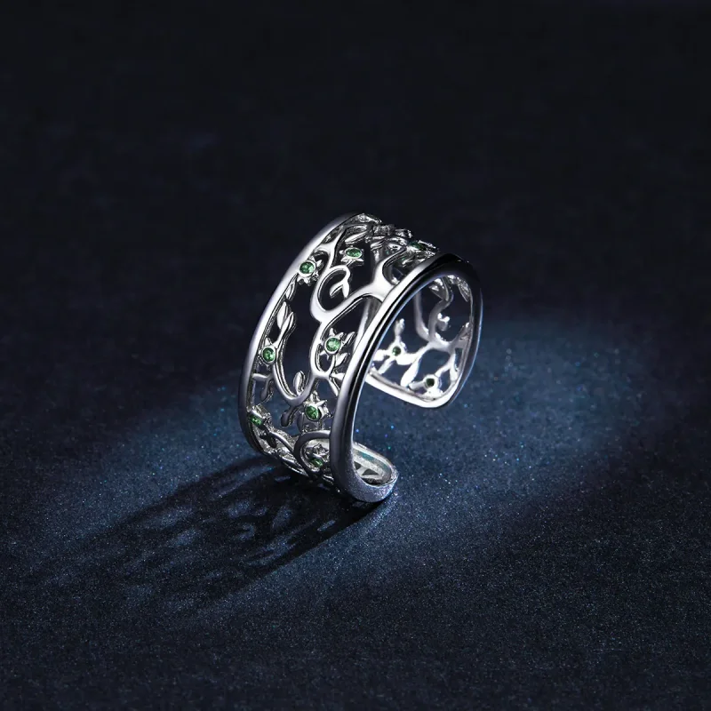 (bilde for) Pandora Style Silver Tree of Life åpen ring - BSR125 - Vis 5