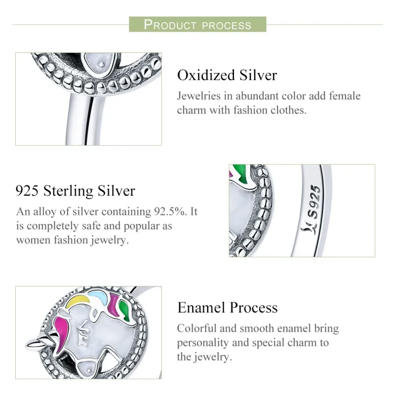 (bilde for) Pandora Style Silver Unicorn Memory Ring - SCR388 - Vis 5