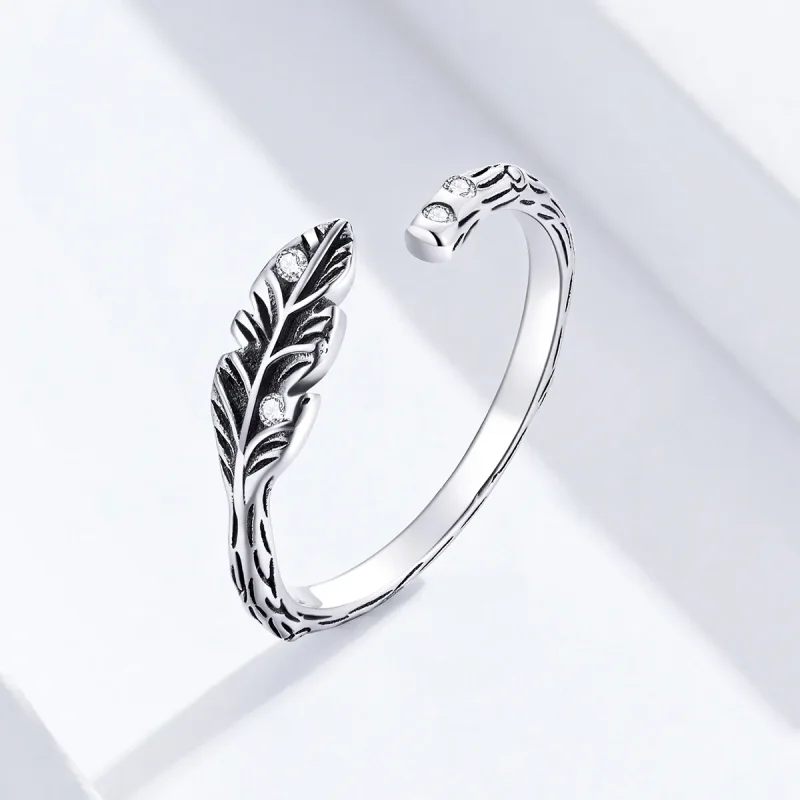 (bilde for) Pandora Style Silver Vintage Leaves Open Ring - SCR639 - Vis 2