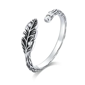 (bilde for) Pandora Style Silver Vintage Leaves Open Ring - SCR639