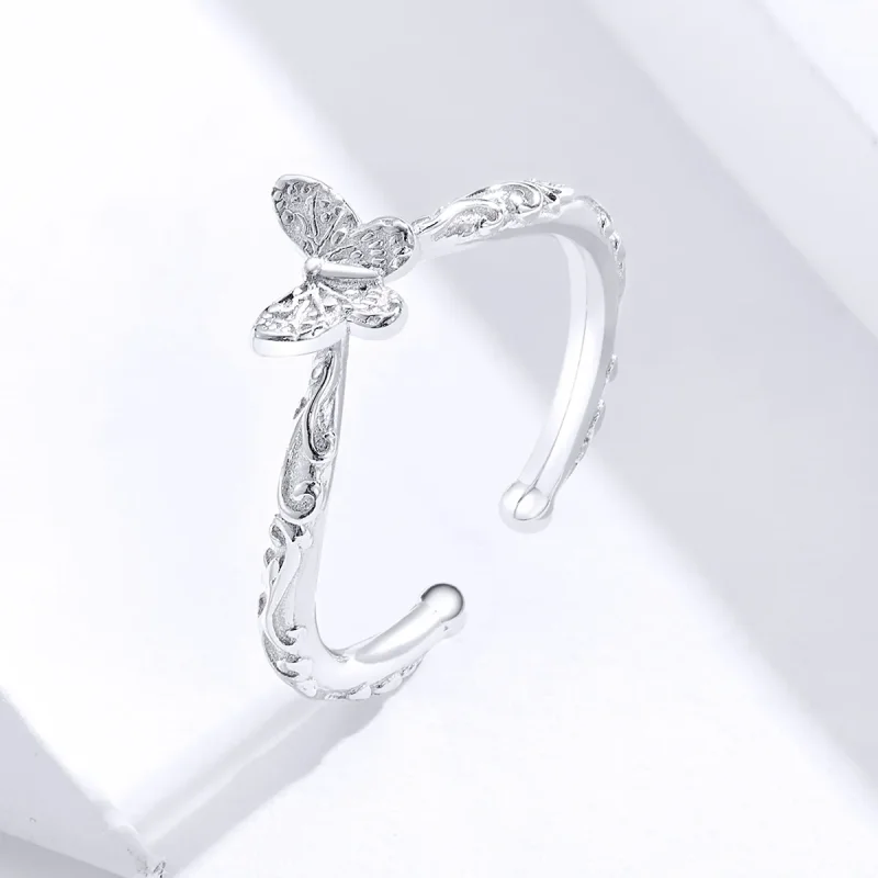 (bilde for) Pandora Style Silver Vintage mønstret sommerfugl åpen ring - SCR634 - Vis 2