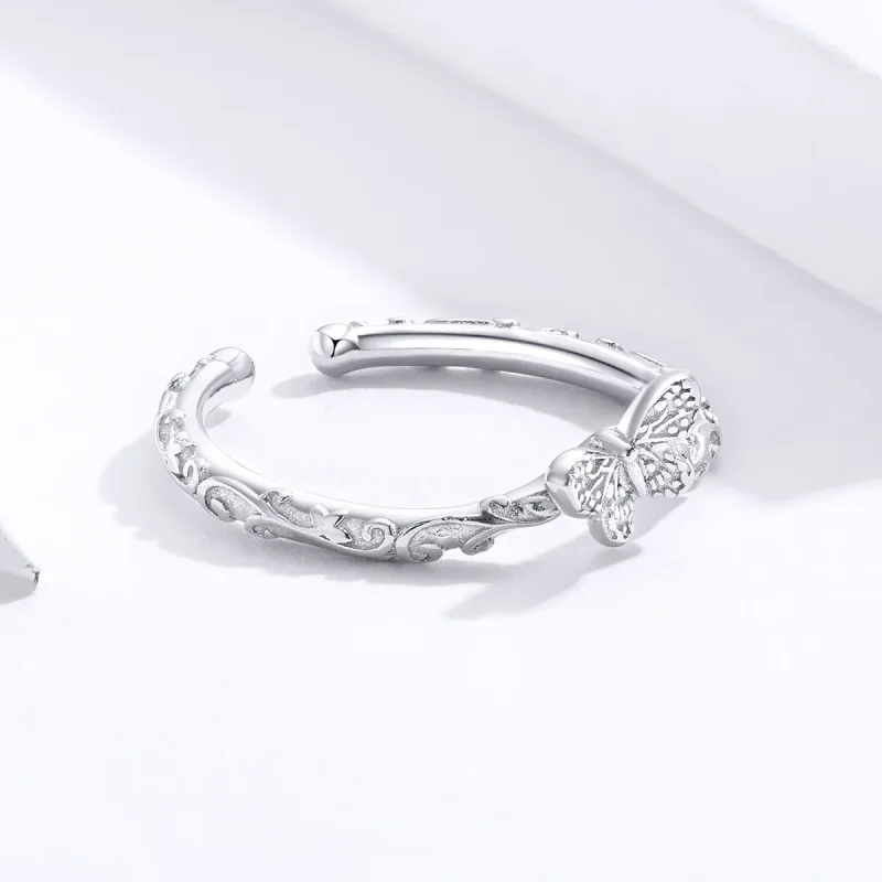 (bilde for) Pandora Style Silver Vintage mønstret sommerfugl åpen ring - SCR634 - Vis 4