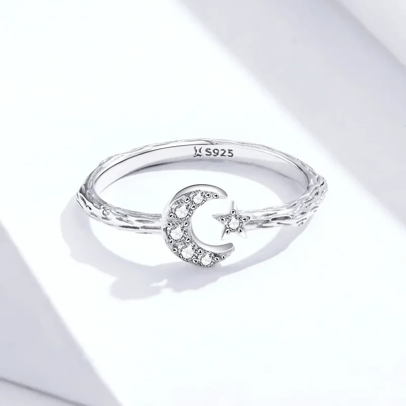 (bilde for) Pandora Style Silver Vintage Star Moon Open Ring - SCR638 - Vis 3