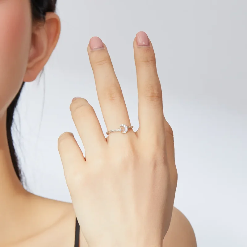 (bilde for) Pandora Style Silver Vintage Star Moon Open Ring - SCR638 - Vis 6