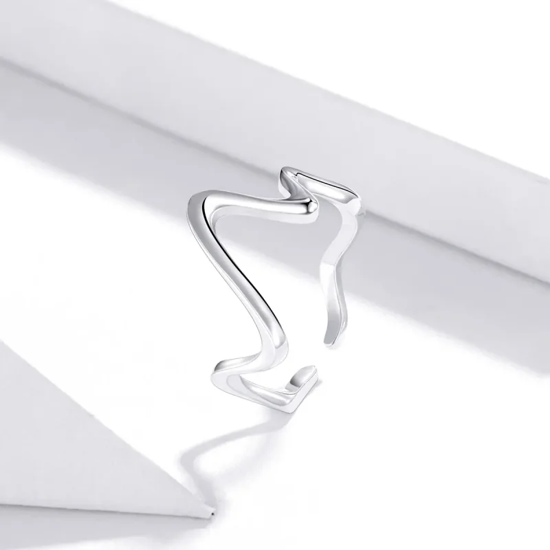 (bilde for) Pandora Style Silver Wave Open Ring - SCR673 - Vis 2