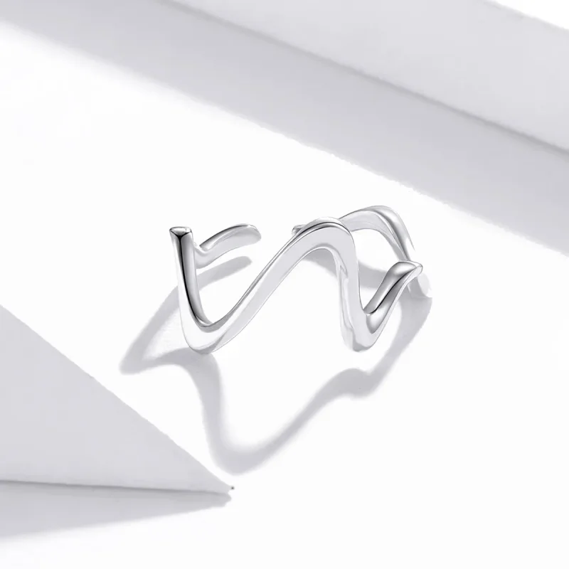 (bilde for) Pandora Style Silver Wave Open Ring - SCR673 - Vis 3