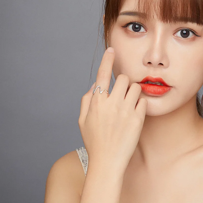 (bilde for) Pandora Style Silver Wave Open Ring - SCR673 - Vis 5