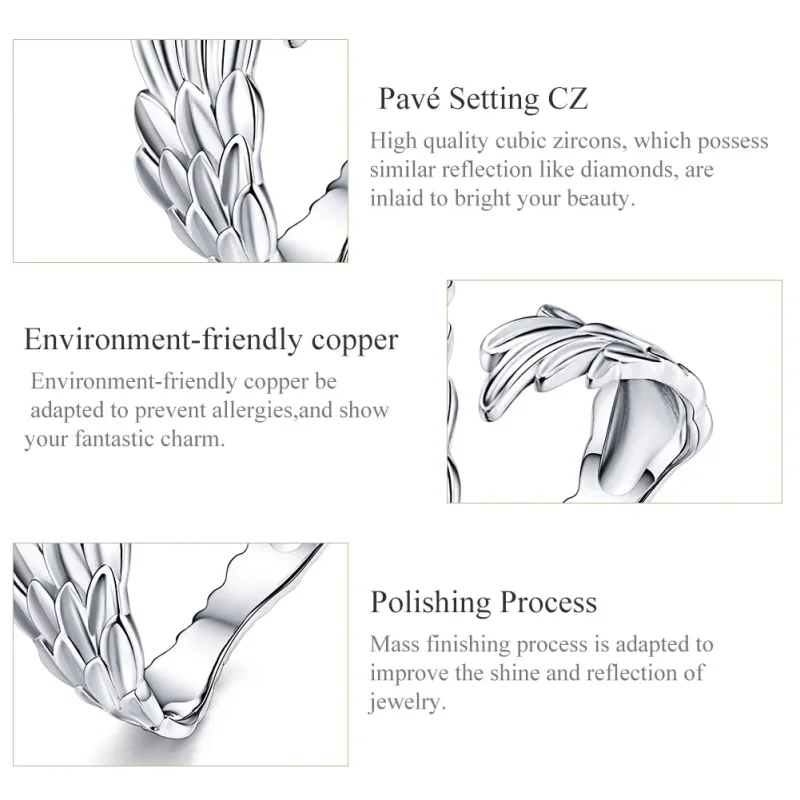 (bilde for) Pandora Style Silver Wings of Hope Ring - SCR512 - Vis 3