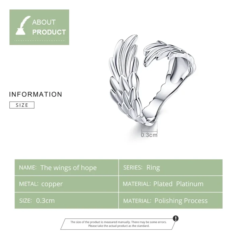 (bilde for) Pandora Style Silver Wings of Hope Ring - SCR512 - Vis 9