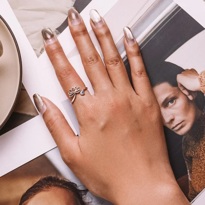 (bilde for) Pandora Style Simple Lotus Open Ring - SCR821 - Vis 6
