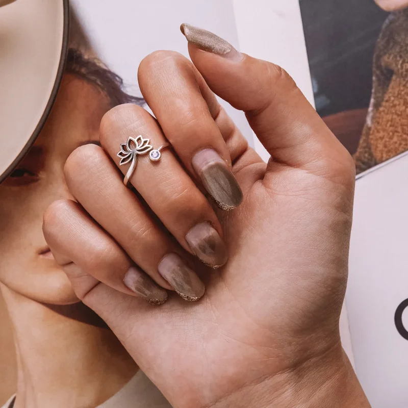 (bilde for) Pandora Style Simple Lotus Open Ring - SCR821 - Vis 7