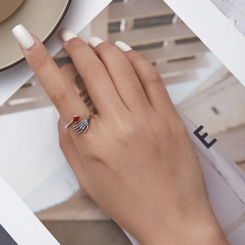 (bilde for) Pandora Style Skull Hand Open Ring - SCR876 - Vis 4