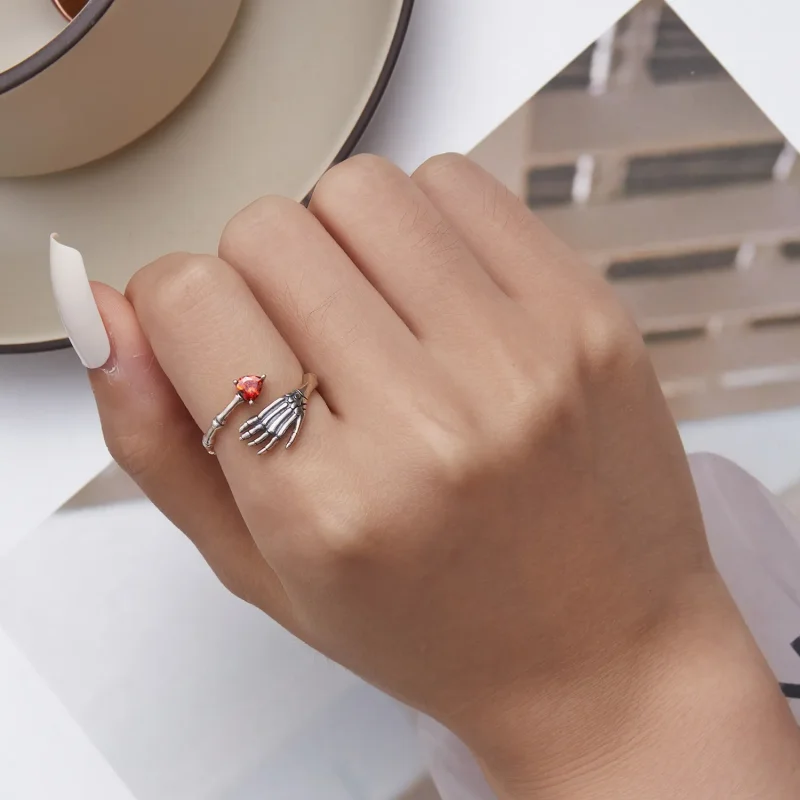 (bilde for) Pandora Style Skull Hand Open Ring - SCR876 - Vis 5