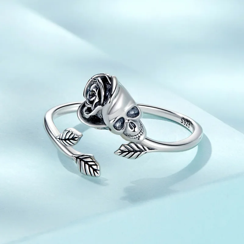 (bilde for) Pandora Style Skull Rose Åpen Ring - SCR879 - Vis 3