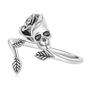 (bilde for) Pandora Style Skull Rose Åpen Ring - SCR879