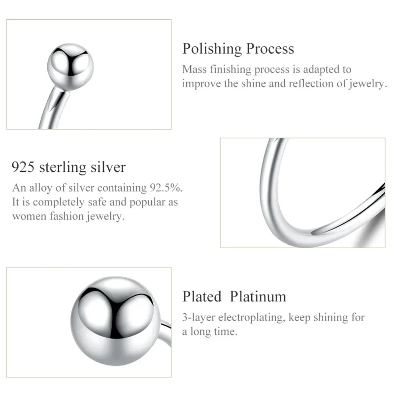 (bilde for) Pandora Style Sølv Sølv Ball Åpen Ring - SCR575 - Vis 3