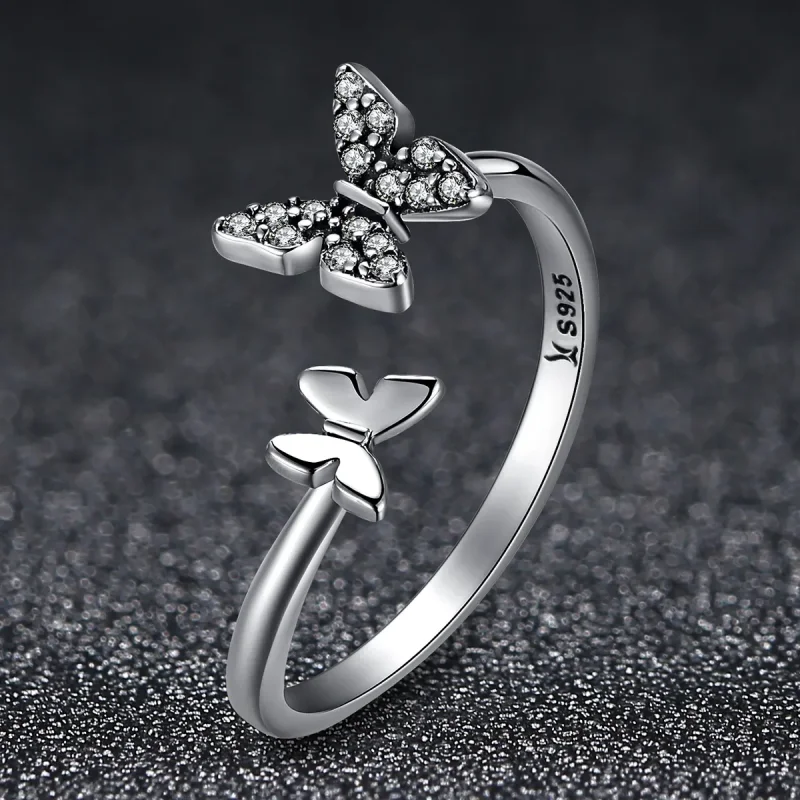 (bilde for) Pandora Style Sølv Butterfly Dance Ring - SCR087 - Vis 4