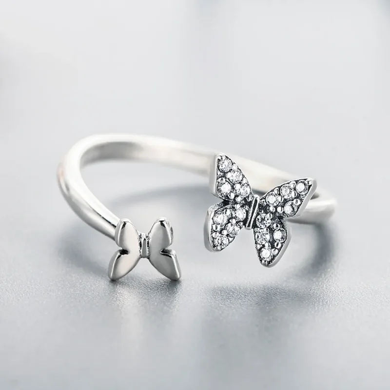 (bilde for) Pandora Style Sølv Butterfly Dance Ring - SCR087 - Vis 6