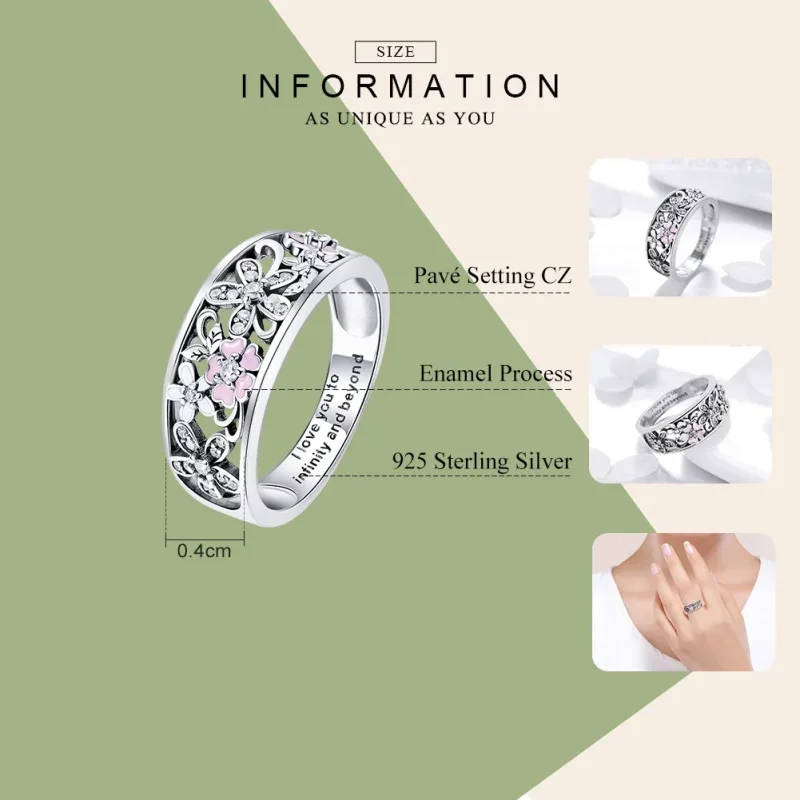 (bilde for) Pandora Style Sølv Flower Dance Ring - SCR390 - Vis 4