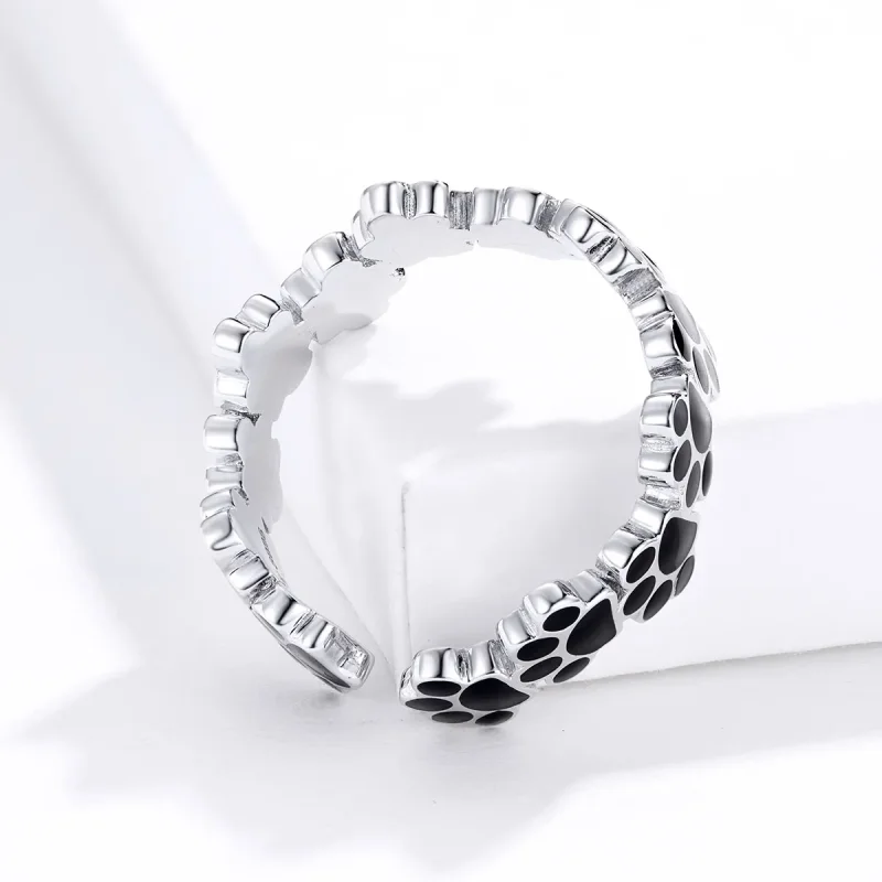 (bilde for) Pandora Style Sølv Lovely Paw Print Åpen Ring - SCR603 - Vis 3