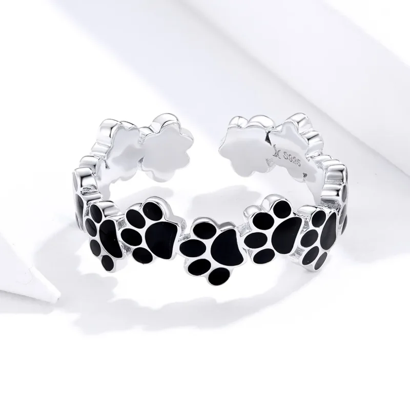 (bilde for) Pandora Style Sølv Lovely Paw Print Åpen Ring - SCR603 - Vis 4
