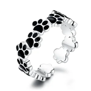 (bilde for) Pandora Style Sølv Lovely Paw Print Åpen Ring - SCR603