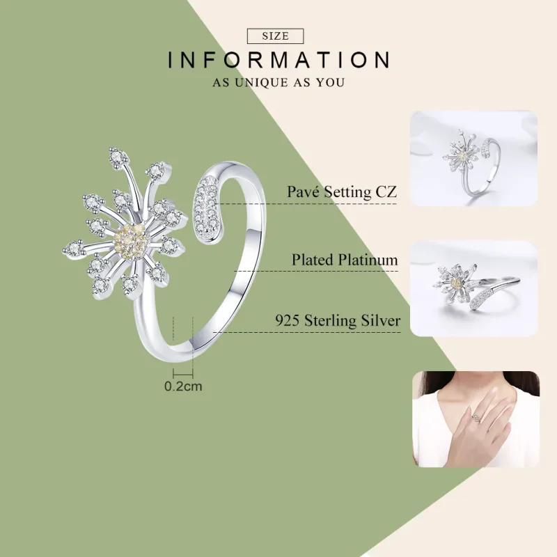 (bilde for) Pandora Style Sølv Løvetann Love Ring - SCR471 - Vis 3