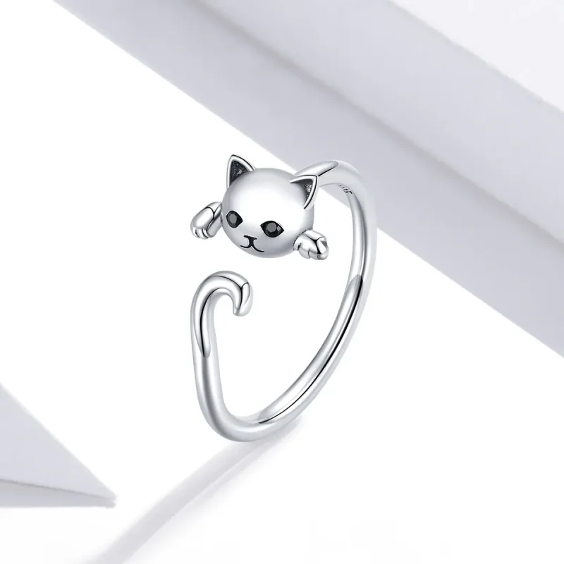 (bilde for) Pandora Style Sølv Søt Katt Åpen Ring - SCR707 - Vis 2