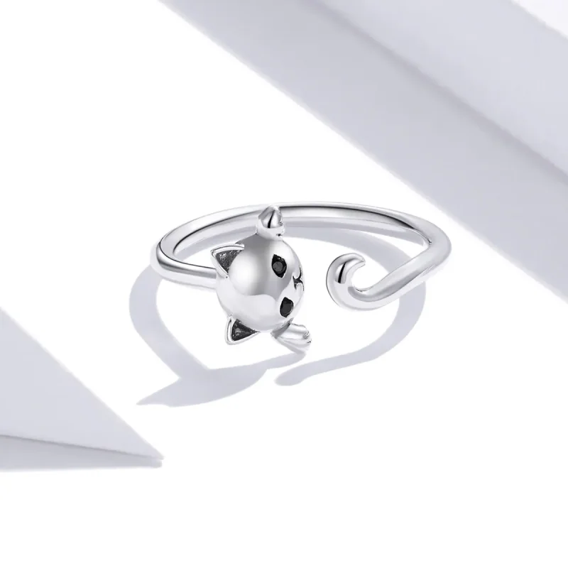 (bilde for) Pandora Style Sølv Søt Katt Åpen Ring - SCR707 - Vis 3