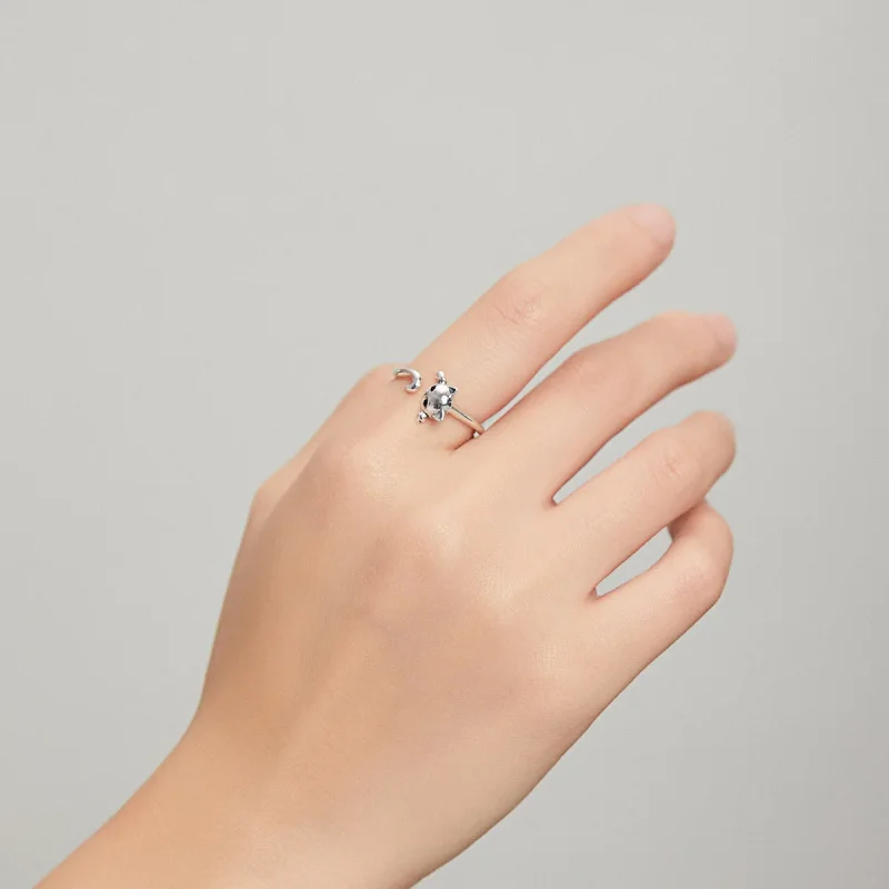 (bilde for) Pandora Style Sølv Søt Katt Åpen Ring - SCR707 - Vis 5