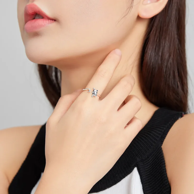 (bilde for) Pandora Style Sølv Søt Katt Åpen Ring - SCR707 - Vis 6