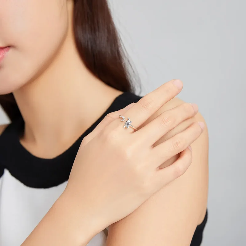 (bilde for) Pandora Style Sølv Søt Katt Åpen Ring - SCR707 - Vis 7